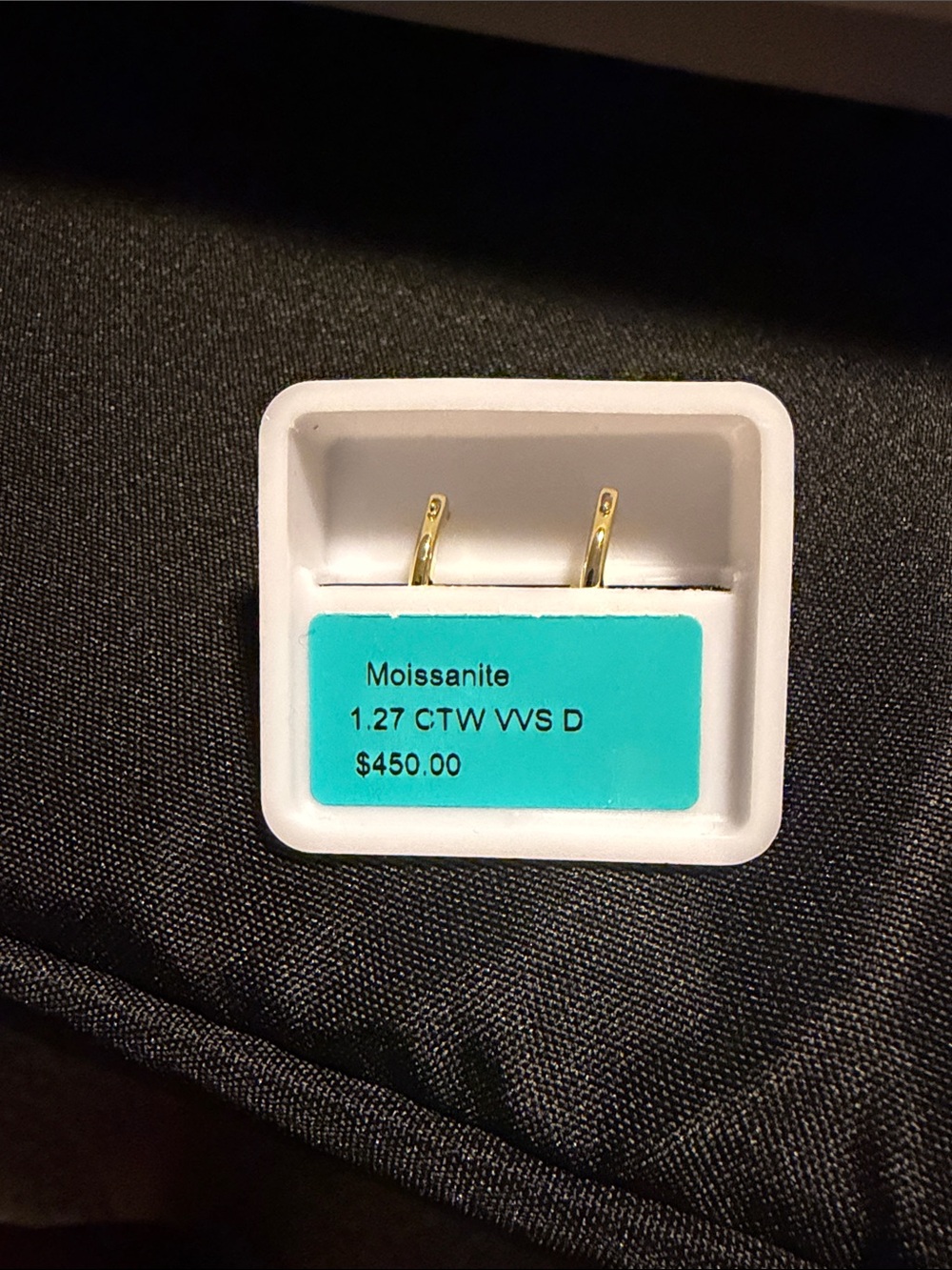 1.27 CTW retail $450 moissanite 18 karat gold earrings - Picture 4 of 4